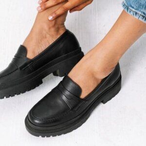 Portland Leather Patina Zoe Chunky Loafers Black Size 8 EU 39